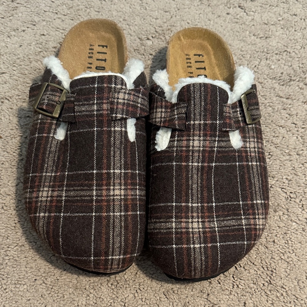 Plaid Shoes with Faux Fur Lining